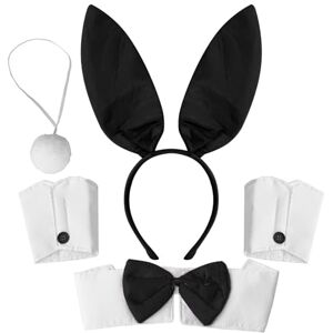 IEFIEL Déguisement Lapin Femmes Sexy Lingerie Séduisante String Débardeur + Bandeau + Collier Noeud + Poignets Ensemble pour Carnaval Cosplay Parties Bachelorette Rabbit Noir Taille unique - Publicité