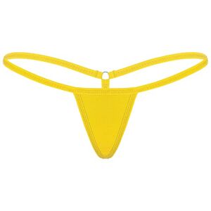 ranrann Micro String Ficelle Femme Sexy Slip Taille Basse Tanga Thong Bikini Erotique Lingerie sous-vêtement Briefs Underwear Jaune Taille Unique - Publicité