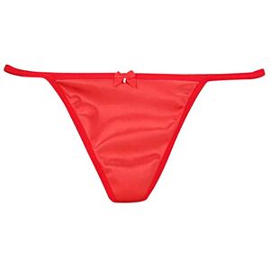 IEFIEL Femme String en Satin Culottes Slips Soie Douce Lingerie Sexy String Fesse Nu Ouverte String Culotte Hipster Stretch Slip Rouge M - Publicité