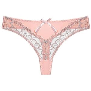 Zhiyao String sexy en dentelle pour femme Sous-vêtements en coton Taille basse Culotte douce, or, S - Publicité