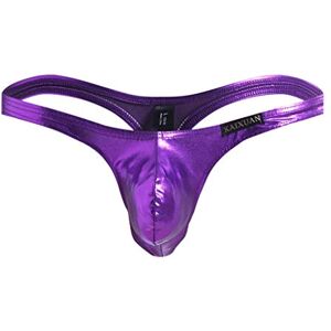 KPPONG String Homme Sexy Cuir Taille Basse Cool G-String Pas Cher Doux Respirant Tanga Thong Briefs sous-vêtement Lingerie Sac Érotique - Publicité