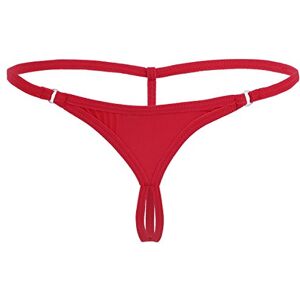 Zaldita Femme Sexy Mini String Ficelle Ouvert Transparent Tanga Culotte Taille Basse Slip de Bain Bas de Bikini Erotique Triangle Lingerie de Nuit Underwear Rouge One_Size - Publicité