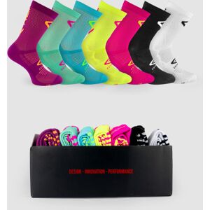 Ekoï Coffret 7 paires Chaussettes velo 14cm EKOI Perf ESTATE Jaune fluo noir orange fluo rose rose fluo vert vert fluo violet S / M male