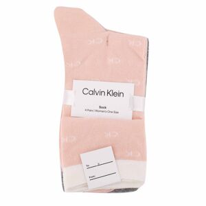 Chaussettes mi-haute liseré blanc logo imprimé lot x4 rose/gris Femme CALVIN KLEIN - Publicité
