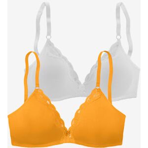 Soutien-gorge bralette sans armatures avec bonnets préformés sans coutures et garnissage - petite fleur - mangue+blanc MANGUE+BLANC 105