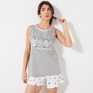 Blancheporte Pyjama short fantaisie ville étoilée - Blancheporte Gris 34/36