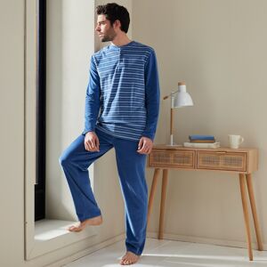 Blancheporte Pyjama Pantalon Rayé Velours Manches Longues - Homme Bleu 2XL