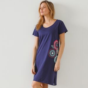 Chemise de nuit courte imprime rosaces - BlancheporteDe la couleur, un imprime envoutant et un confort parfait, voila une chemise de nuit qui prend soin de nous jusqu'au bout de la nuit ! En 100% jersey de coton !42/44Bleu