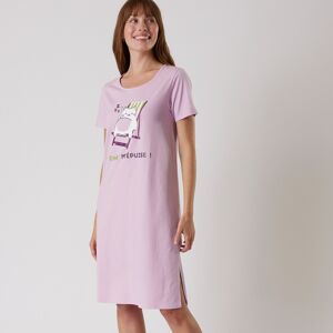 Chemise de nuit courte manches courtes ? imprime Chat - Blancheporte Violet 42/44