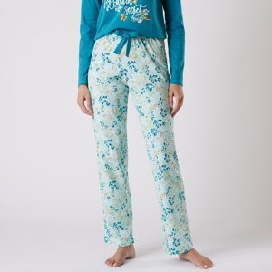 Pantalon pyjama coton imprime floral - Blancheporte Turquoise 42/44