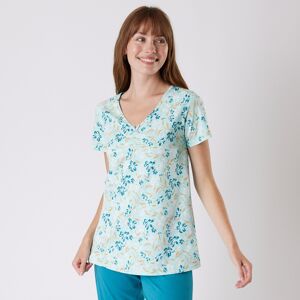 Blancheporte Tee-shirt pyjama manches courtes imprimé floral - Blancheporte Turquoise 38/40