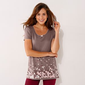 T-shirt imprime fleurs - manches courtes - Blancheporte Taupe 46/48