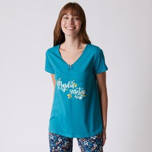 Tee-shirt pyjama manches courtes imprime jardin secret - BlancheporteLaissez-vous inspirer par cette ligne florale creee pour se mettre au vert. Vous aimerez ce tee-shirt tres confortable a associer comme vous le souhaitez au pantacourt ou pantalon de p