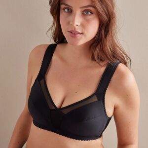 Soutien-gorge minimiseur noir - sans armatures - BlancheporteVous adopterez sans attendre le soutien-gorge minimiseur grace a cette petite merveille a l'effet cache-coeur actuel : il galbe et affine la silhouette tout en jouant avec la transparence du tul