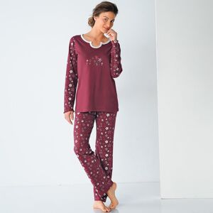 Blancheporte Pyjama pantalon imprimé fleurs - pur coton - Blancheporte Rouge 42/44