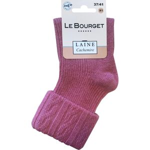 Chaussettes coton laine melanges, revers torsades - Le Bourget Rose 37/41