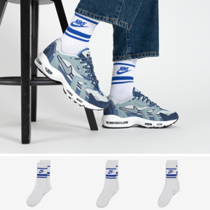 Nike Chaussettes X3 Crew Stripe blanc/bleu 35/38 femme