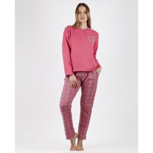 Admas pour femme. 56187-0-000254 Pyjama Vichy rose (XL), Homewear, Polyester, Manche longue - Publicité
