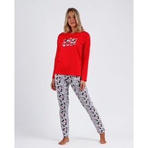 Disney pour femme. 60527-100-000306 Pyjama à manches longues Mondays rouge (M), Homewear, Coton, Manche longue - Publicité