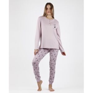 Disney pour femme. 56974-0-000215 Pyjama à manches longues Minnie Fleur rose (XL), Noir, Homewear, Coton, Manche longue - Publicité