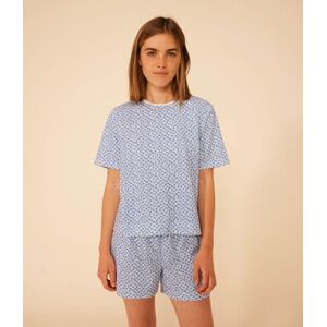 Petit Bateau Pyjama short et tee-shirt en coton motif floral femme Bleu Marshmallow/ Incognito XS