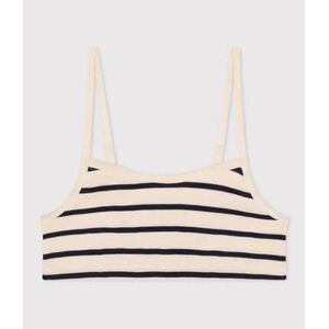 Petit Bateau Soutien-gorge Brassiere sans armatures Femme Blanc Avalanche/Bleu Smoking XS