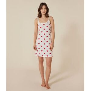 Petit Bateau Nuisette en coton Femme Blanc Marshmallow/Rouge Terkuit XXS