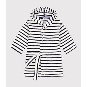 MARINIERE_NUIT Peignoir raye en eponge enfant Blanc Lait/Bleu Medieval 6/8A