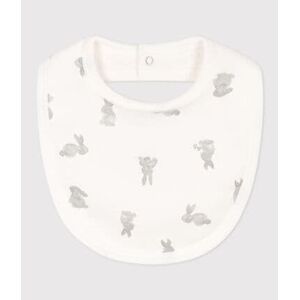 Petit Bateau Bavoir unitaire en coton Blanc Marshmallow/Gris Souriceau TU