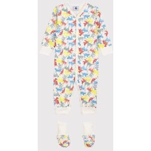 Petit Bateau Ensemble nuit chats colores bebe en molleton Blanc Marshmallow/Blanc Multico 18M