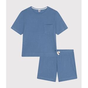 Petit Bateau Pyjama short et tee-shirt uni en coton ajoure femme Bleu Beach M