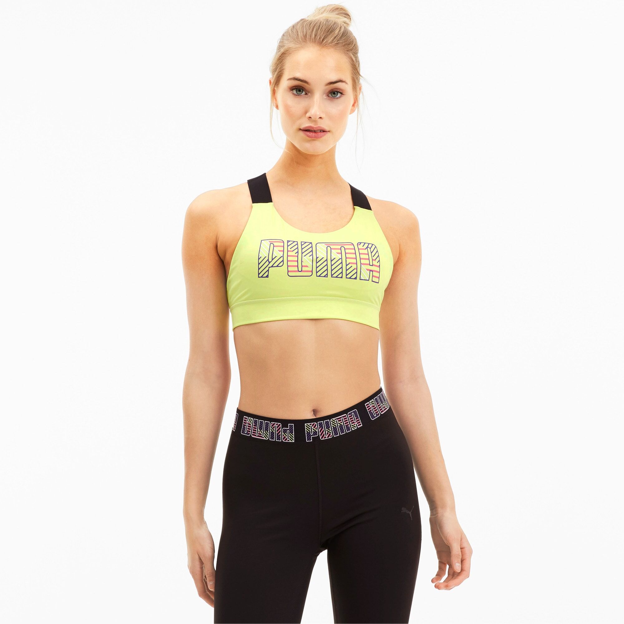 PUMA Soutien-gorge de sport Feel It pour Femme, Vert, Taille L, Vêtements