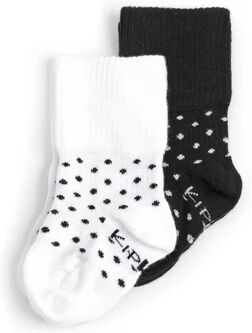 KipKep Chaussettes enfant Stay-On Black-n-White Dotted lot de 2