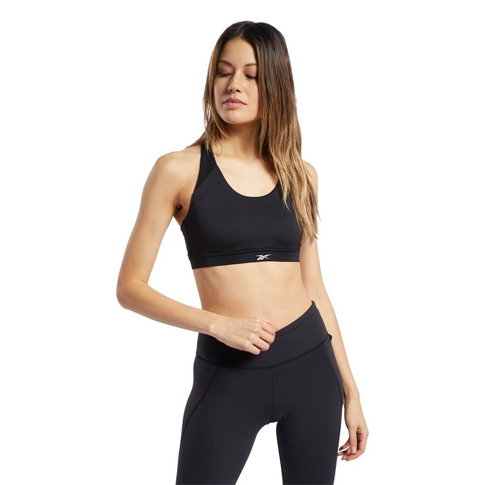 reebok γυναικείο μπουστάκι workout ready (medium support)  - black