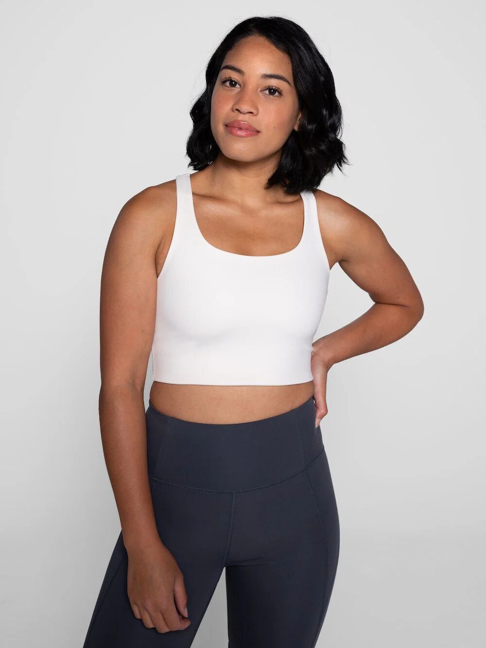 Girlfriend Collective Women's Paloma Classic Sports Bra - Made from recycled plastic bottles, Ivory / L