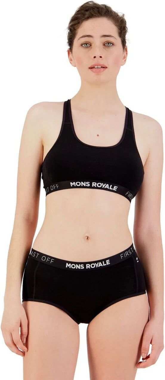 Mons Royale Women's Sierra Sports Bra - Merino wool, Black / XL