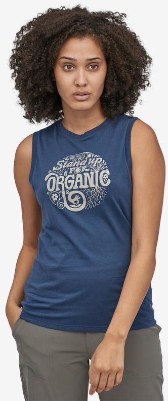 Patagonia Women's Root Revolution Organic Cotton Muscle Tee, Stone Blue / L