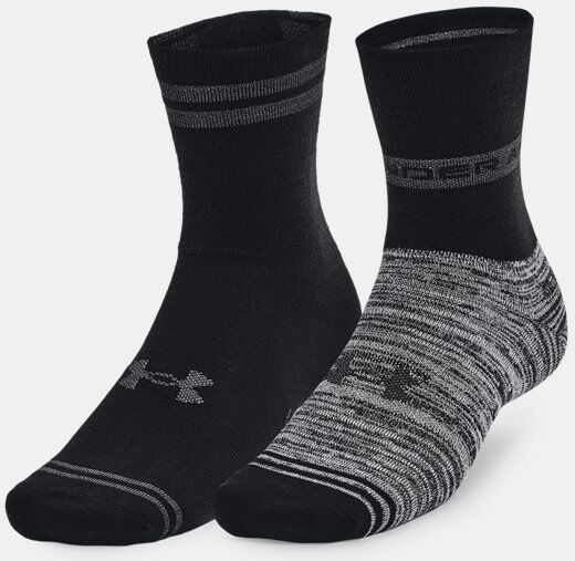 Under Armour Unisex UA Essential Hi Lo Socks 2-Pack Black Size: (SM)