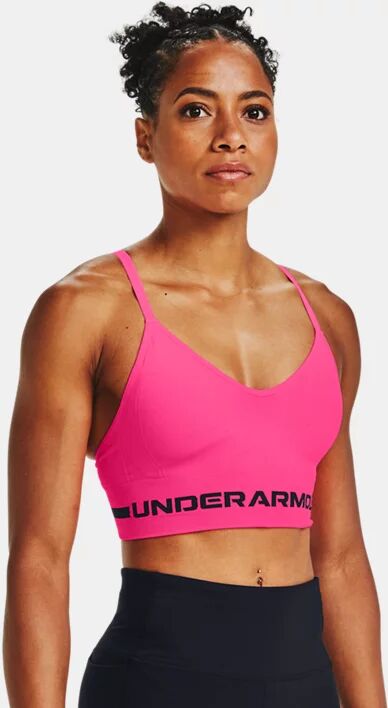 Under Armour Women's UA Seamless Low Long Heather Sports Bra Pink Size: (XS)