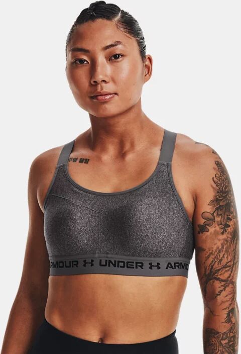 Under Armour Women's Armour High Crossback Heather Sports Bra Gray Size: (34DD)