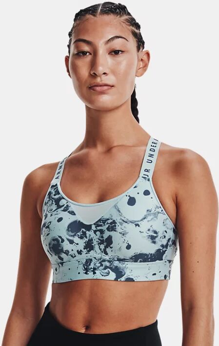 Under Armour Women's UA Infinity High Printed Sports Bra Blue Size: (LG)