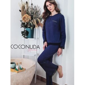 Coconuda Pigiama lungo donna in cotone con pizzo Pigiami donna Blu taglia L