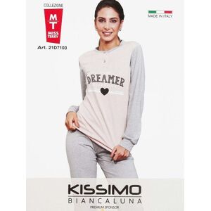 Kissimo Pigiama lungo donna in cotone Pigiami donna Rosa taglia L