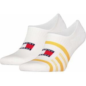 Tommy Jeans Footie Stripes - calzini corti Yellow/White 39/42