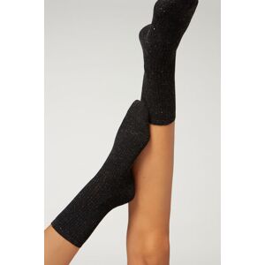 Calzedonia Calze Corte con Cashmere e Glitter Donna Nero TU