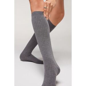 Calzedonia Calze Lunghe con Cashmere a Coste Donna Grigio 36-38