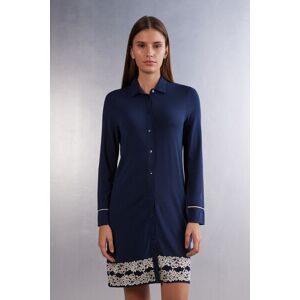 Intimissimi Camicia da Notte Aperta Davanti Pretty Flower Donna Blu Taglia L