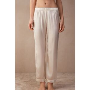 Intimissimi Pantalone Lungo in Raso di Seta Donna Avorio Taglia XL