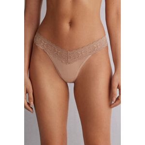 Intimissimi Brasiliana Stile Anni '80 in Pizzo e Microfibra Donna Naturale Taglia 3