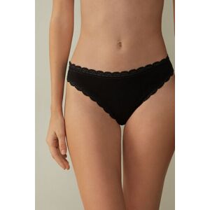 Intimissimi Brasiliana in Cotone e Pizzo Donna Nero Taglia 2